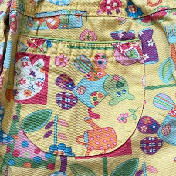 Talbots Kids Collage Print Spring Plants Design Yellow Girls Vintage Pants 6 - Picture 6 of 7
